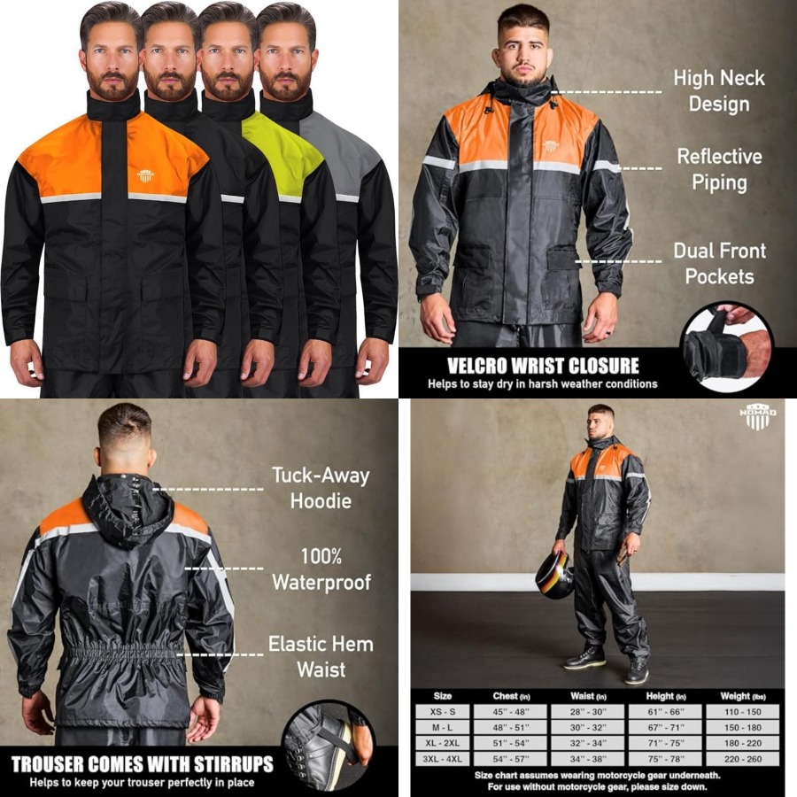 방수 오토바이 레인슈트, 2피스 반사 기능, 경량 라이 - Motorcycle Gear Hoodie 리뷰 및 가격